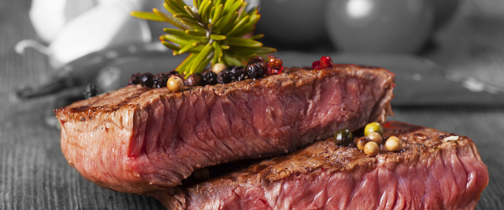 Leckeres Pfeffer Steak Medium, Glasbild Panorama