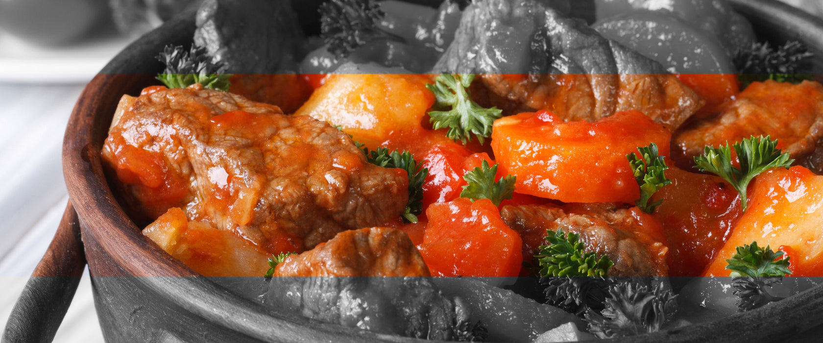 Schmackhafter Bauerntopf, Glasbild Panorama