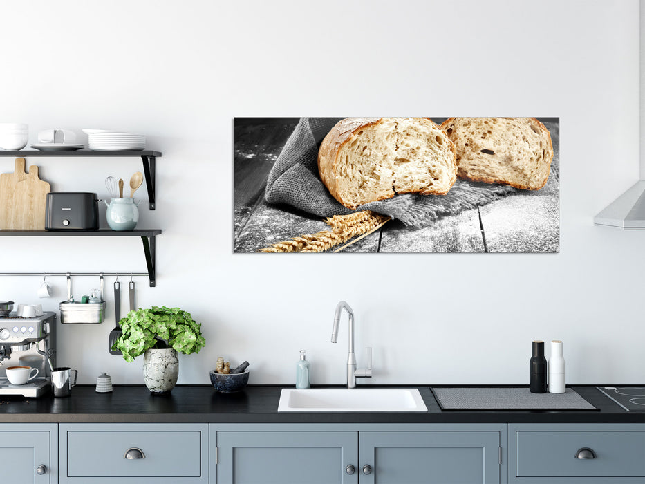 Gutes Bauernbrot, Glasbild Panorama