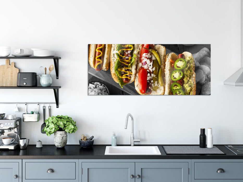 Delikate Hotdogs, Glasbild Panorama