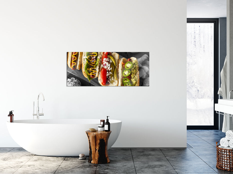 Delikate Hotdogs, Glasbild Panorama