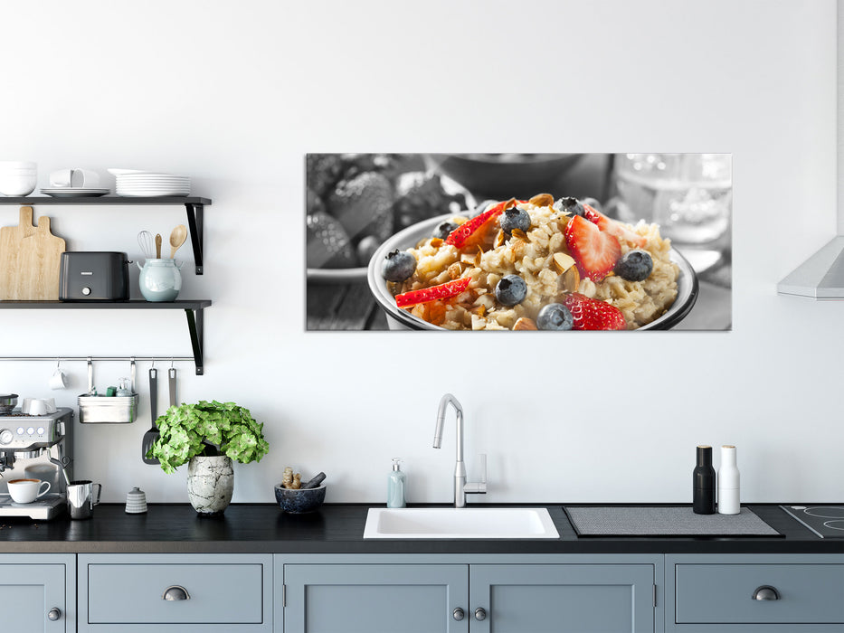 Süßes Früchte Müsli, Glasbild Panorama