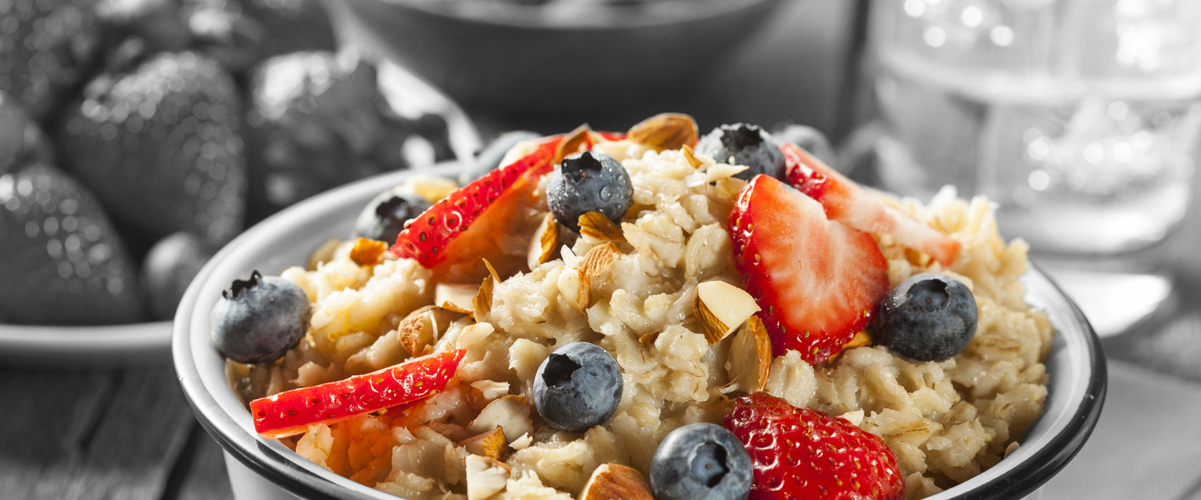 Süßes Früchte Müsli, Glasbild Panorama