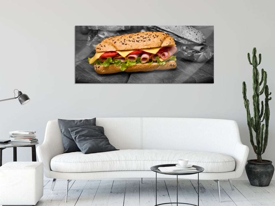 Selbstgemachte Sandwiches, Glasbild Panorama