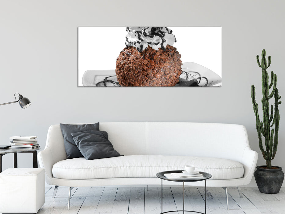 Feinschmecker Schokoladeneis, Glasbild Panorama