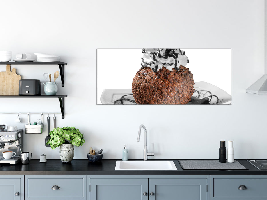 Feinschmecker Schokoladeneis, Glasbild Panorama