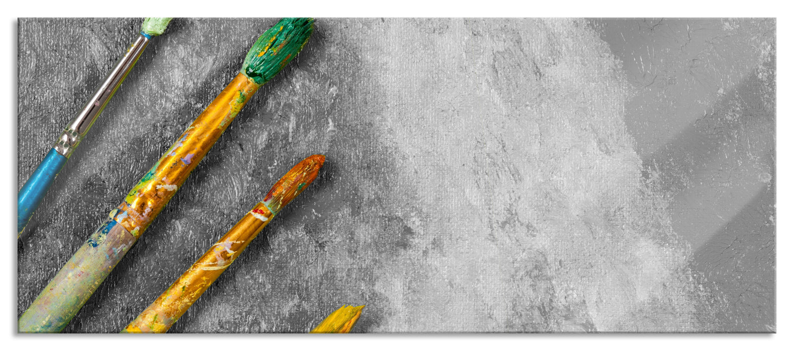 Pixxprint Gelber Pinsel & Bild, Glasbild Panorama