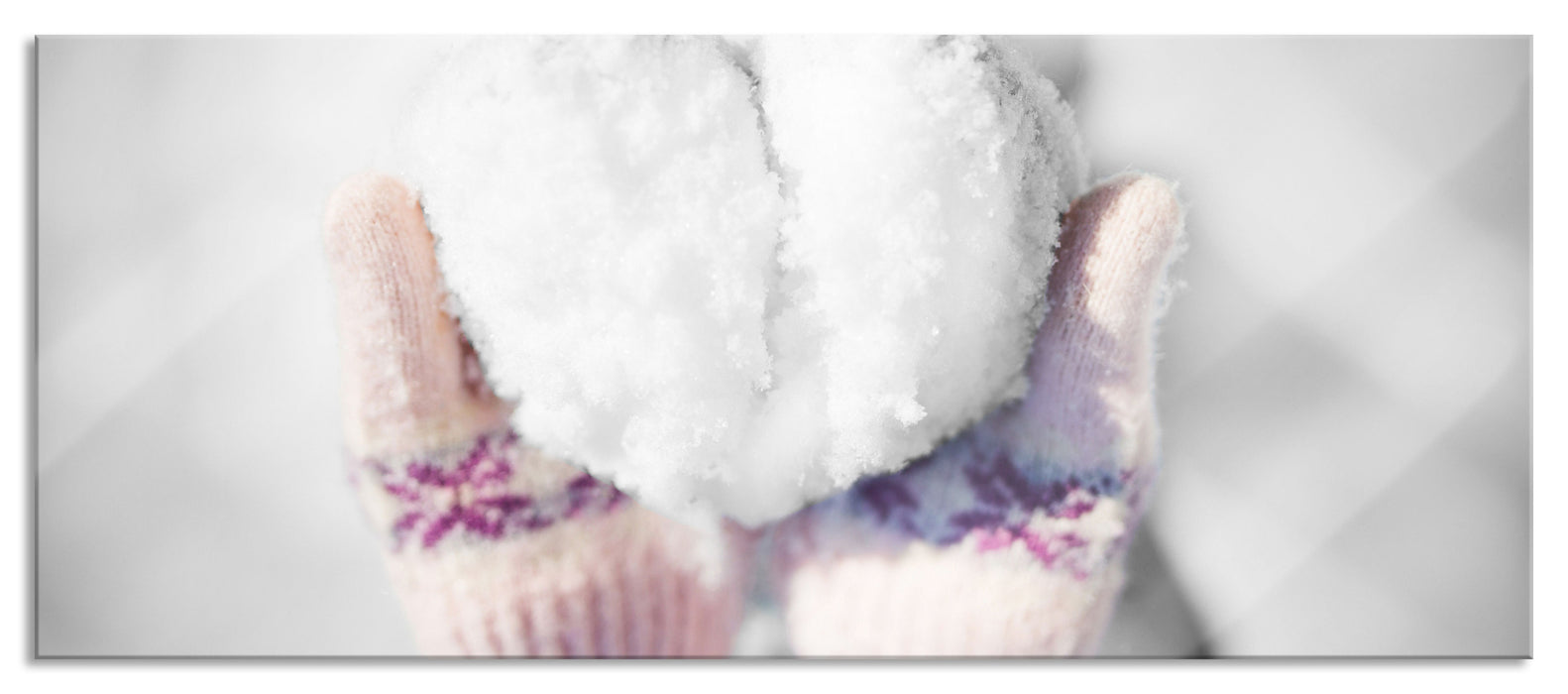 Pixxprint Winter Herz aus Schnee, Glasbild Panorama