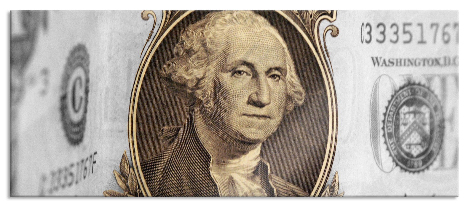 Washington Dollarschein, Glasbild Panorama