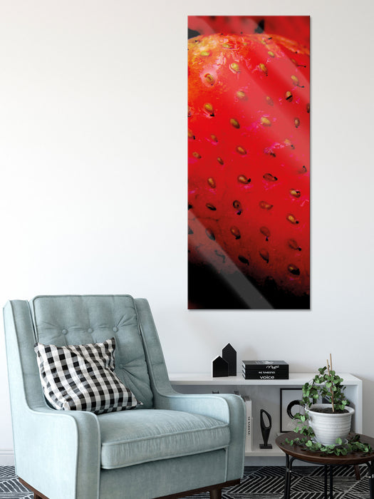 reife Erdbeeren, Glasbild Panorama