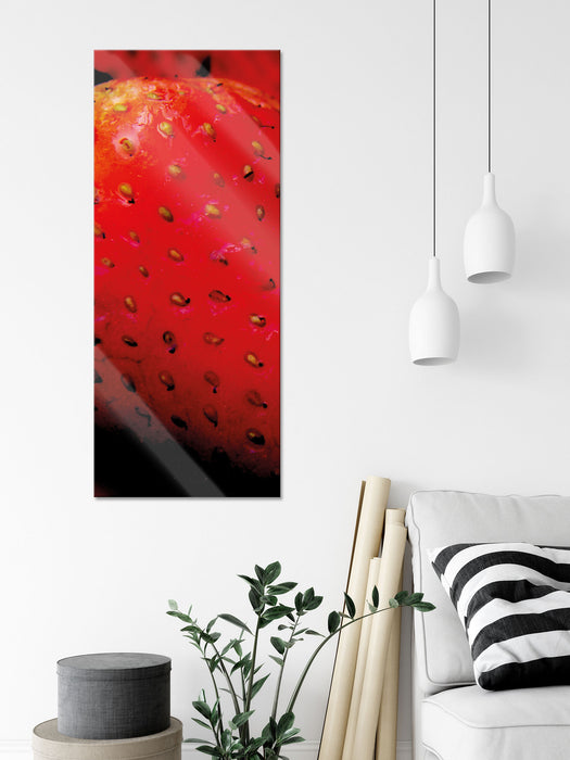 reife Erdbeeren, Glasbild Panorama