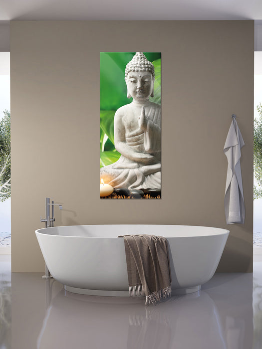 Seerose Buddha Statue, Glasbild Panorama