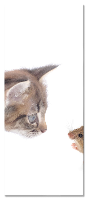 Pixxprint Katze und Maus Freunde, Glasbild Panorama