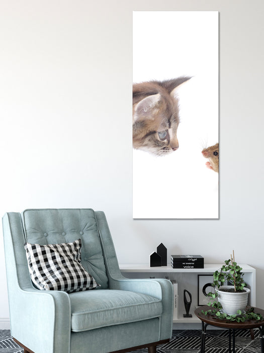 Katze und Maus Freunde, Glasbild Panorama