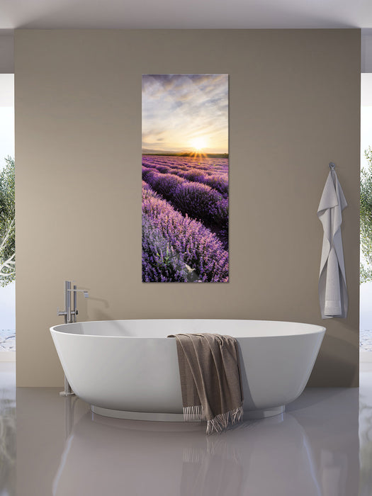 Traumhafte Lavendel Provence, Glasbild Panorama