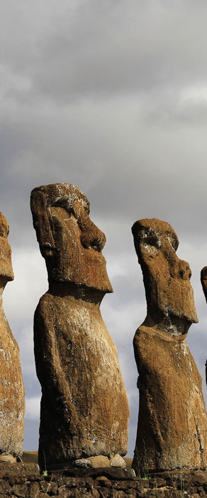 Moai Statuen auf den Osterinseln, Glasbild Panorama