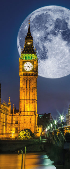 Big Ben vor Mond in London, Glasbild Panorama