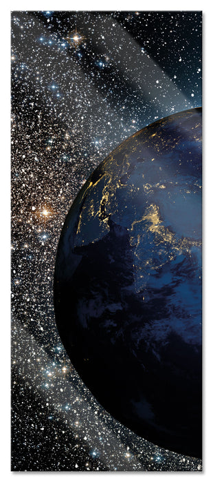 Erde im Weltall, Glasbild Panorama