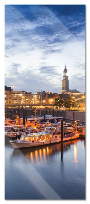 Pixxprint Hamburger Hafen am Abend, Glasbild Panorama