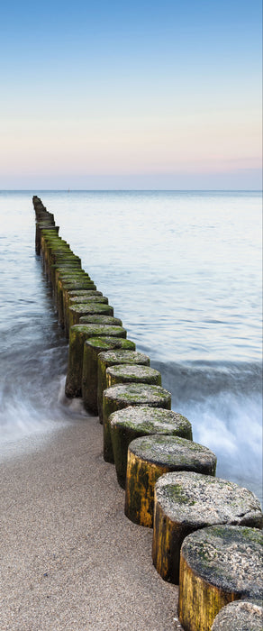 Wellenbrecher im Meer, Glasbild Panorama