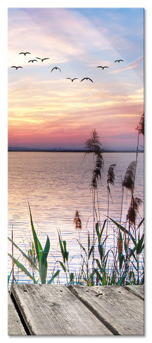 Pixxprint Steg mit Ausblick aufs Meer, Glasbild Panorama