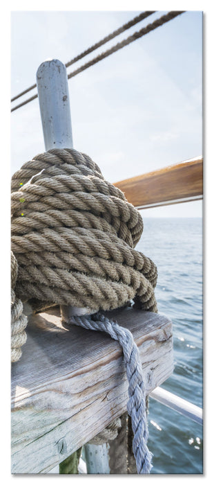 Pixxprint Tau Seil auf Schiff, Glasbild Panorama