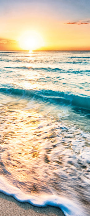 Meer bei Sonnenuntergang, Glasbild Panorama