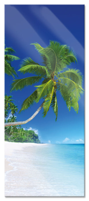 Pixxprint Palmen über dem Meer, Glasbild Panorama