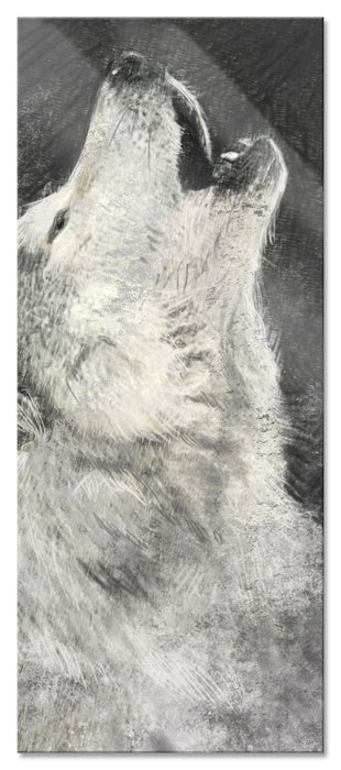 Pixxprint Heulender Wolf Kunst, Glasbild Panorama