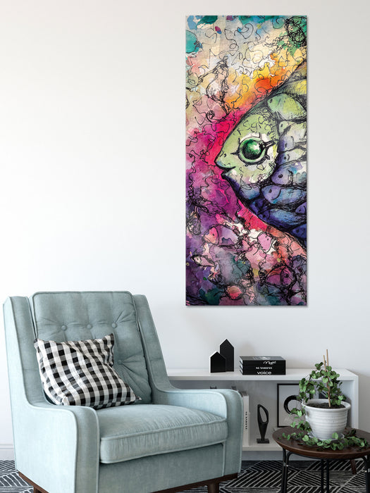 Regenbogenfisch Kunst, Glasbild Panorama