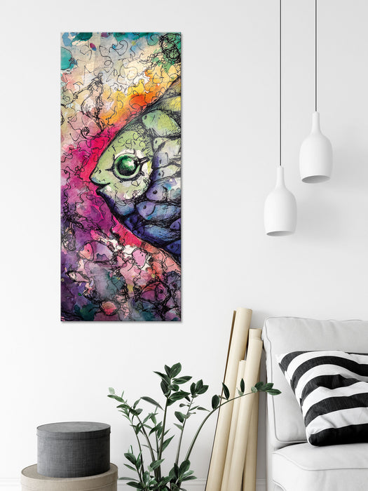 Regenbogenfisch Kunst, Glasbild Panorama