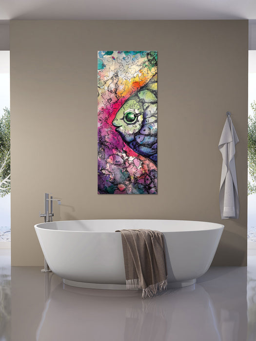 Regenbogenfisch Kunst, Glasbild Panorama