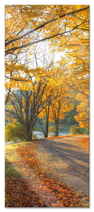 Pixxprint Sonniger Park am See, Glasbild Panorama