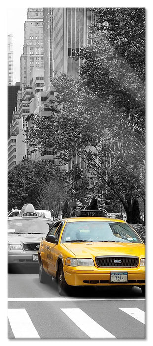 Pixxprint Taxis in New York Schwarz-Weiss, Glasbild Panorama