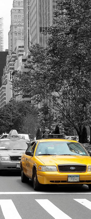 Taxis in New York Schwarz-Weiss, Glasbild Panorama