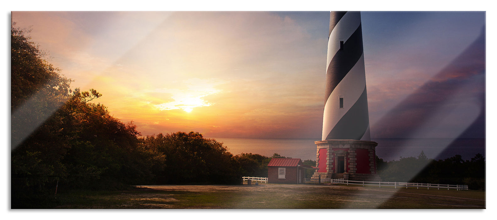 Pixxprint Cape Hatteras Leuchtturm, Glasbild Panorama