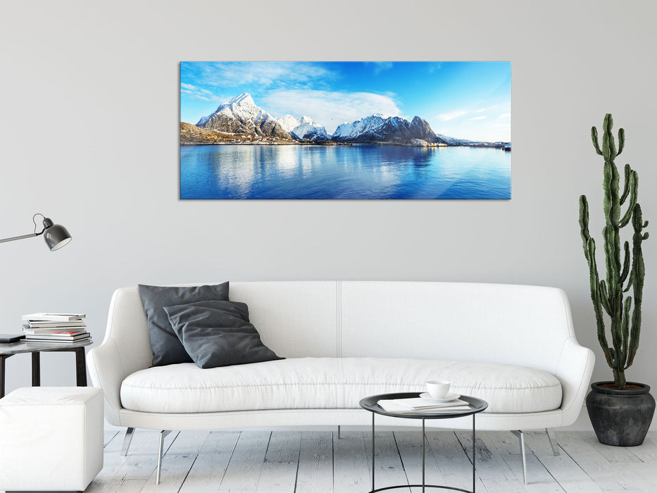 Lofoten in Norwegen, Glasbild Panorama