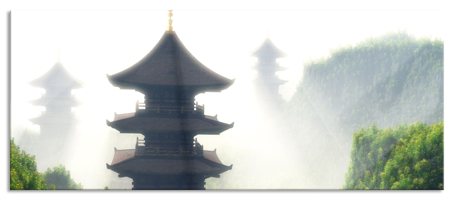 Pixxprint chinesische Häuser, Glasbild Panorama