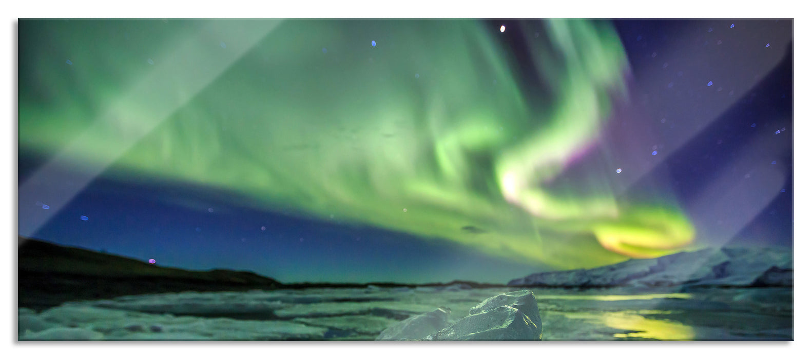 Pixxprint Gletscher Island, Glasbild Panorama