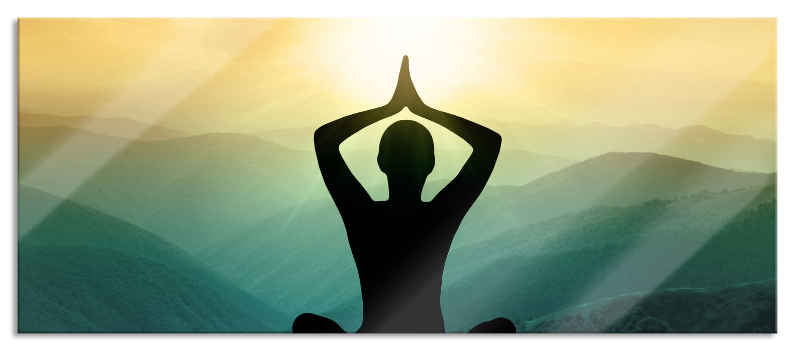 Pixxprint Yoga und Meditation, Glasbild Panorama