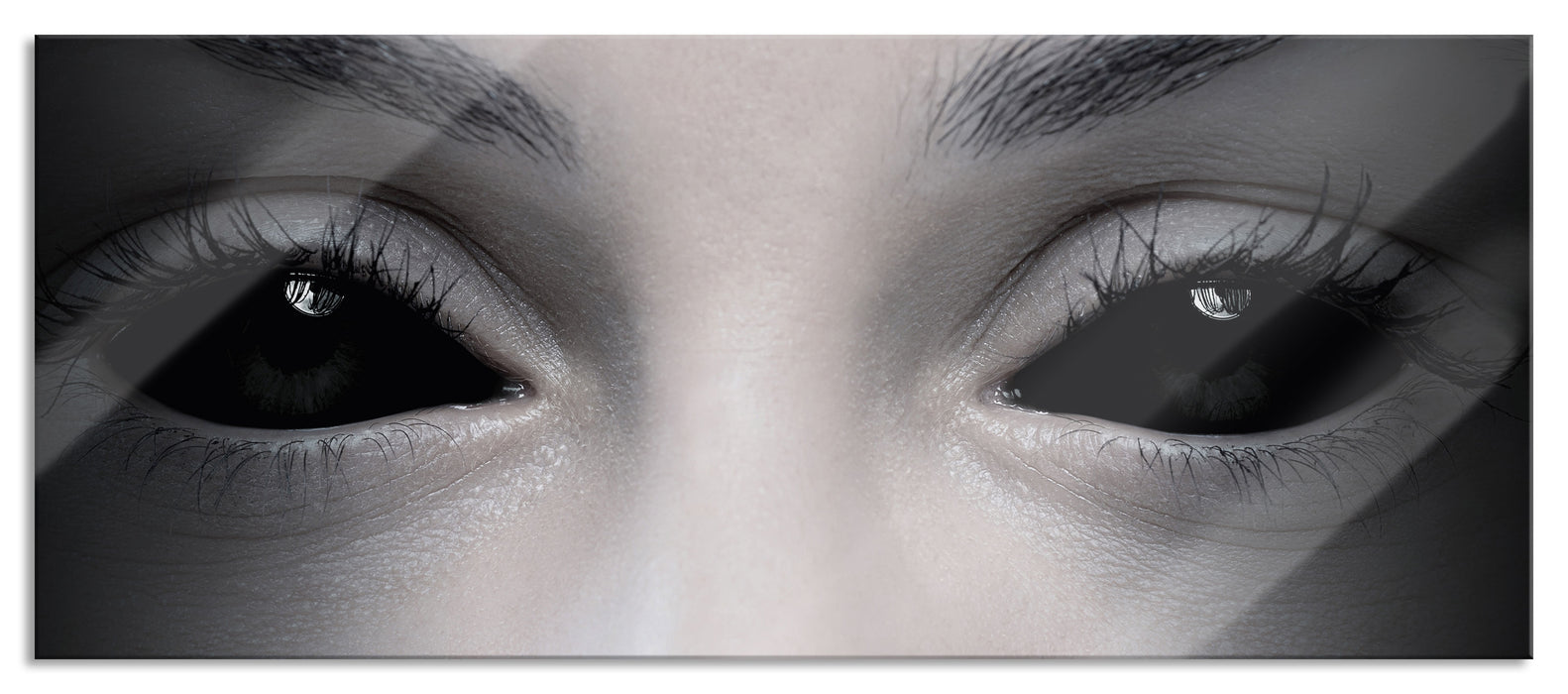 Pixxprint Böse Dämonenaugen, Glasbild Panorama