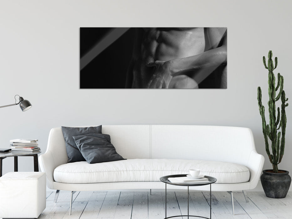 Nackter Mann mit Frau, Glasbild Panorama