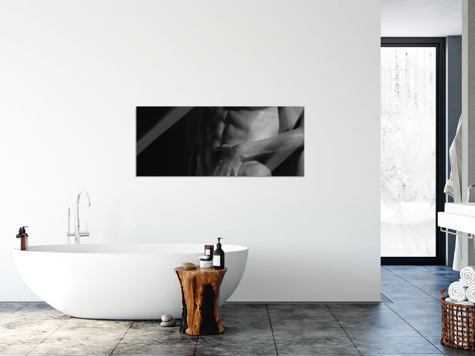 Nackter Mann mit Frau, Glasbild Panorama