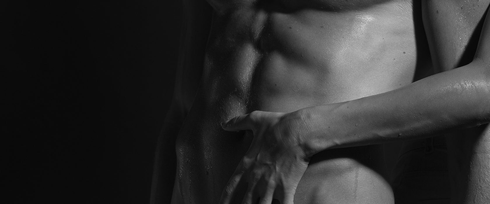 Nackter Mann mit Frau, Glasbild Panorama