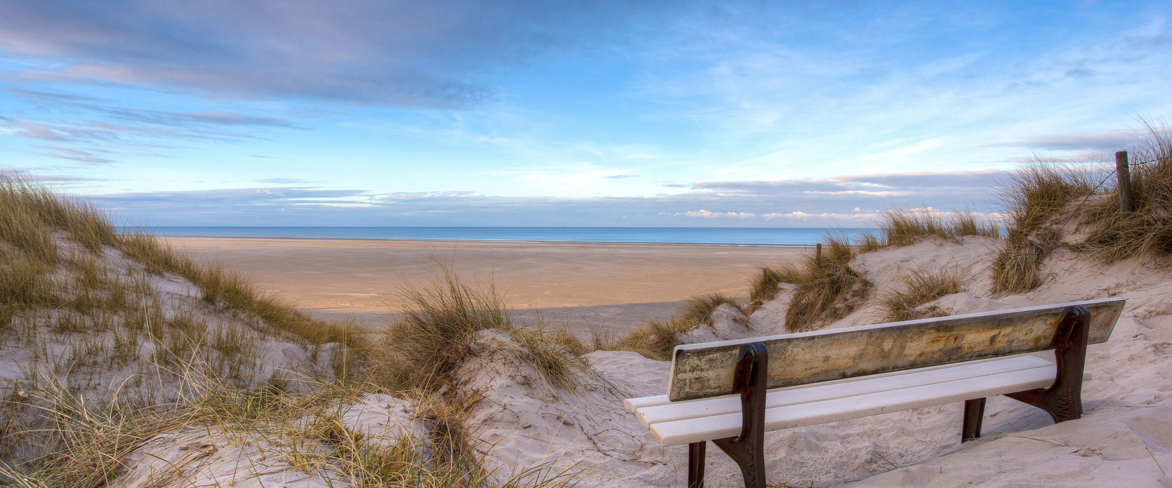 Blick auf das Meer, Glasbild Panorama