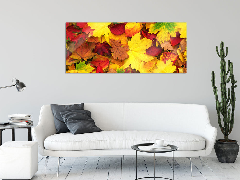 Herbstblätter, Glasbild Panorama