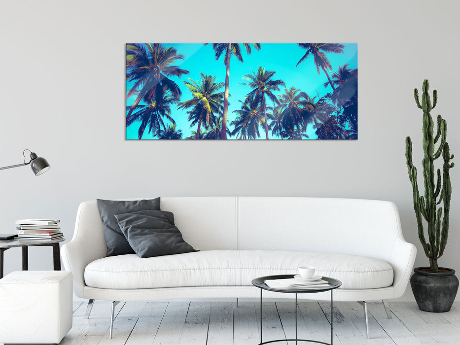Tropische Palmen, Glasbild Panorama