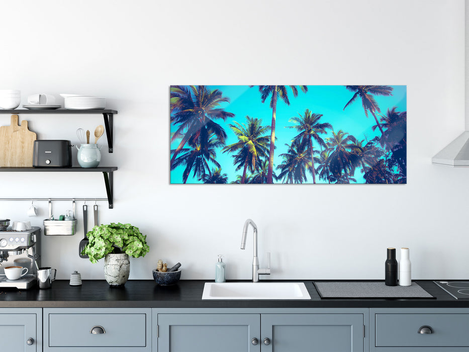 Tropische Palmen, Glasbild Panorama
