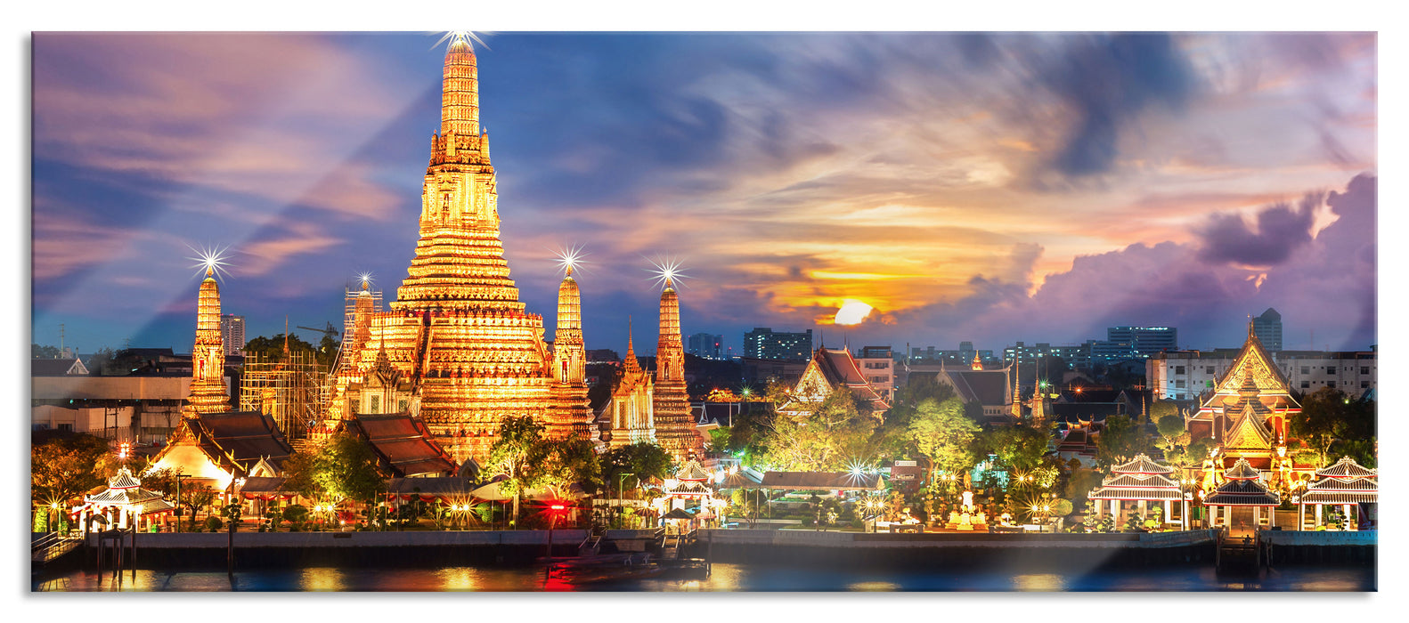 Pixxprint Tempel Bangkok Thailand, Glasbild Panorama