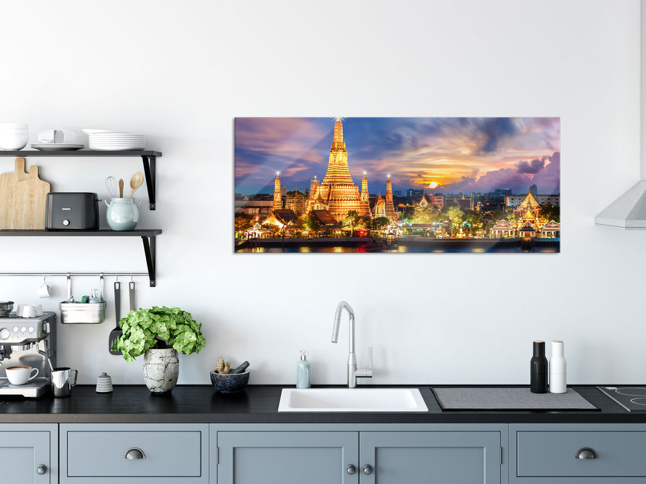 Tempel Bangkok Thailand, Glasbild Panorama